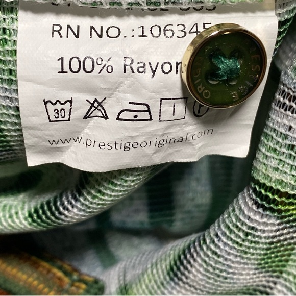 Prestige Original Shirt Mens 2X Button Short Sleeve Greek AOP See Thru Abstract - Picture 9 of 12